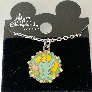 Vintage Disney Dumbo Elephant Charm Necklace 18" Disneyana Disneyland Stamped
